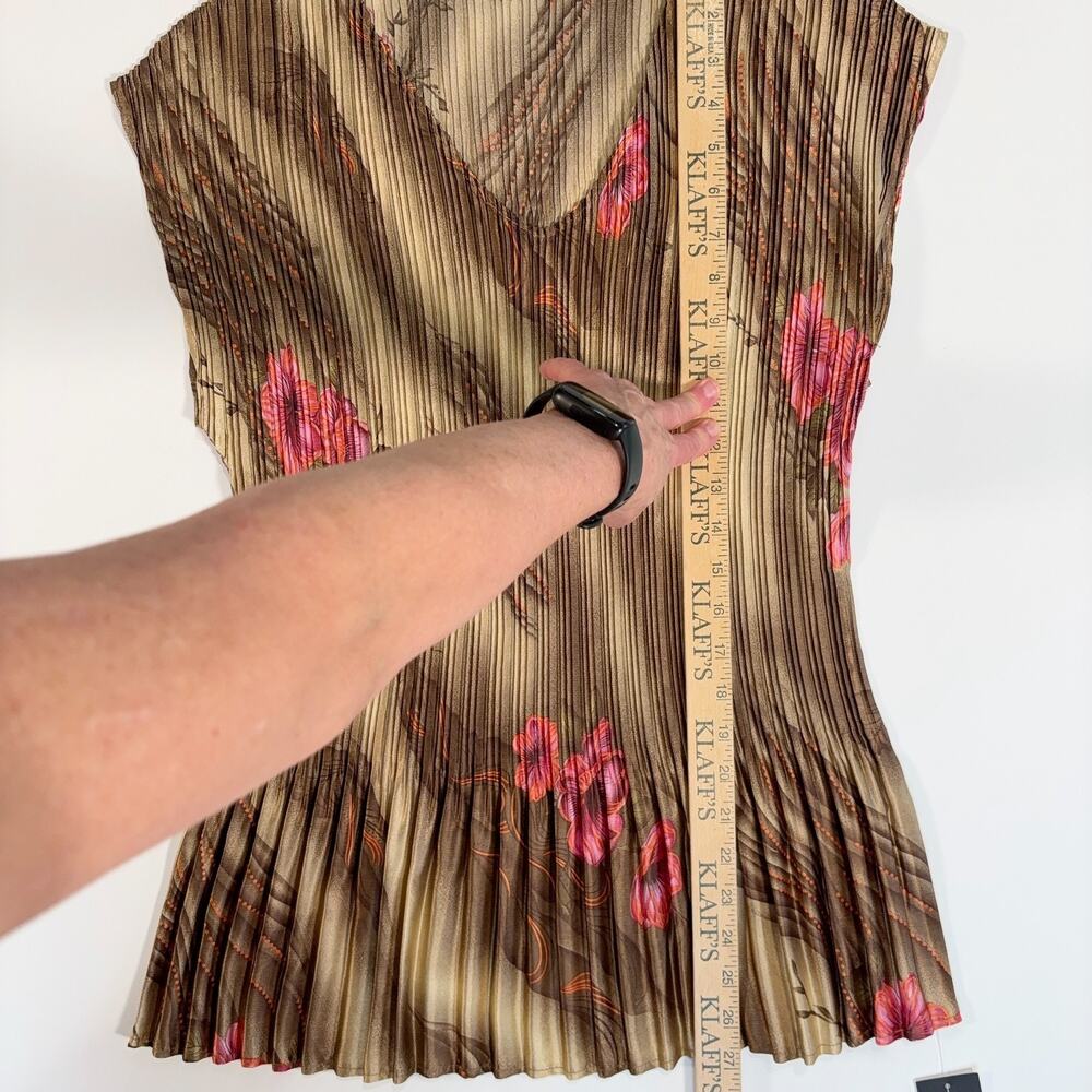 Avant-Garde Y2K Floral Pleated Top NWT Brown Pink Blouse Womens Small Medium - Picture 7 of 9